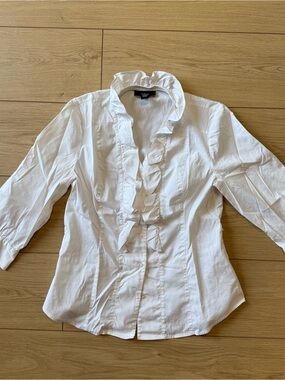 White Ruffled Cotton Blouse